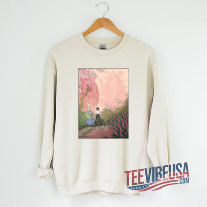 Howl & Sophie Anime Sweatshirt – Harajuku-Inspired Ghibli Crewneck-Teevibeusa