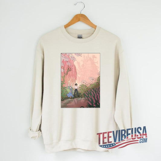 Howl & Sophie Anime Sweatshirt – Harajuku-Inspired Ghibli Crewneck-Teevibeusa