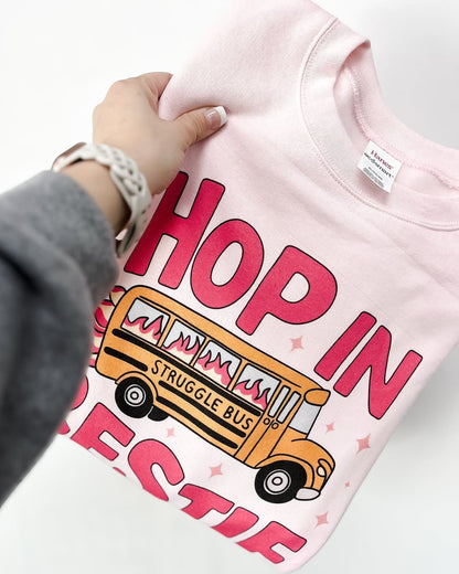 Hop In Bestie Struggle Bus Shirt – Funny Aesthetic Graphic Tee  Cute Best Friend Gift