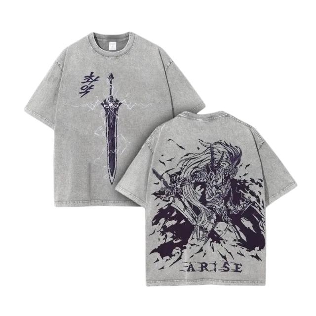 Shadow Monarch Igris Vintage Oversized T-Shirt – Solo Leveling Manhwa Merch!