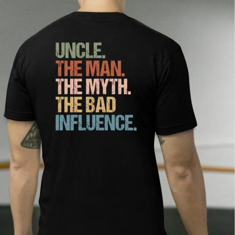 Cool Uncles Club The Man Myth Bad Influence Double Sides Shirt, Funny Uncle Gifts, Best Uncle Ever Shirt, Cool Uncle T-shirt,Gift for Uncle Cotton Tee