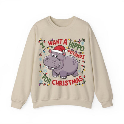 Cute A Hippopotamus For Christmas Shirt,  I Want A Hippo Potamus For Christmas Sweatshirt Clothing Cotton - Hiyatee