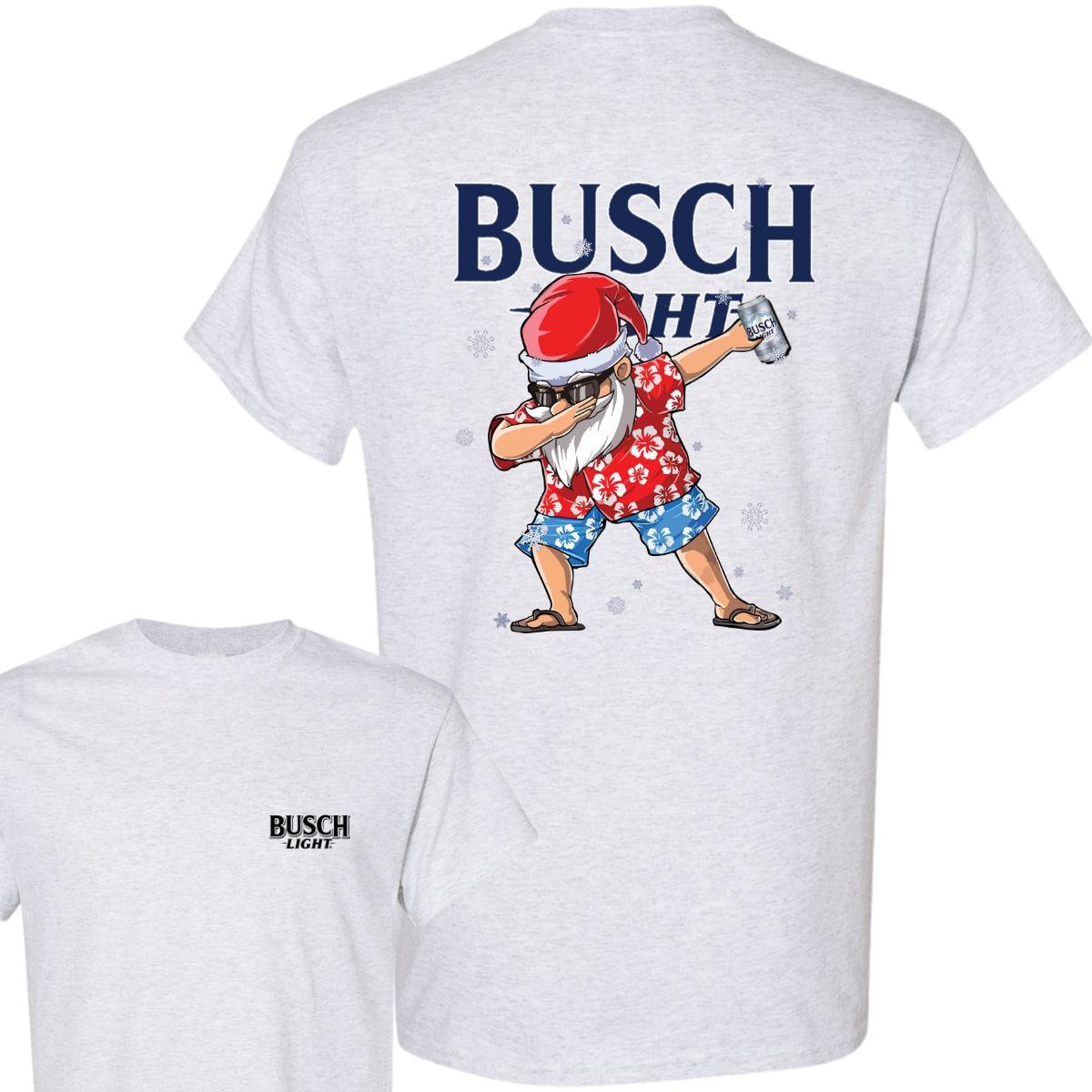 Busch Light Dabbing Santa Claus Christmas 2 Sided T-shirt, Busch Light Christmas Gifts Funny Trendy T-Shirt - Hiyatee