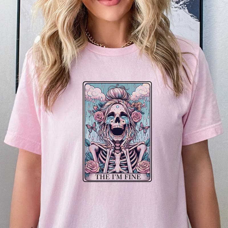 Tarot Card Mental Health T-Shirts - Print is Sublimation, Unisex Non-Fitted T-Shirt,Funny Tee, Gift Idea, Relaxed Fit, Casual Apparel,Great with Jeans Top Womenswear