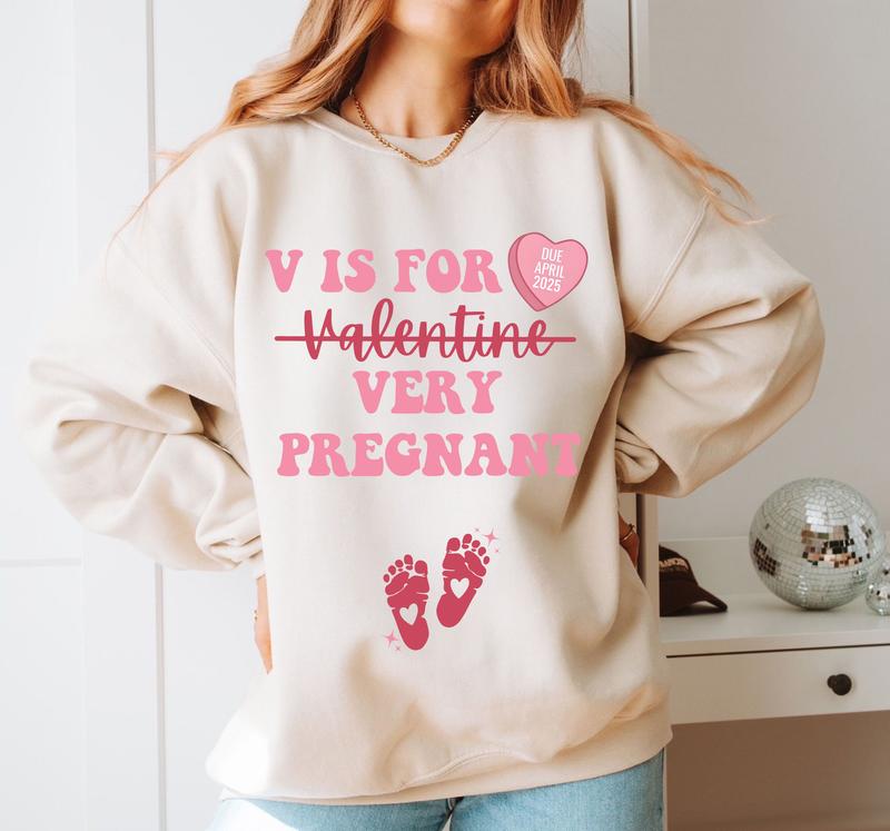 Valentine's Day Pregnancy Announcement Sweatshirt, Valentine Pregnancy Shirt, Gift for Expecting Mom, Valentine Baby Annnouncement Shirt