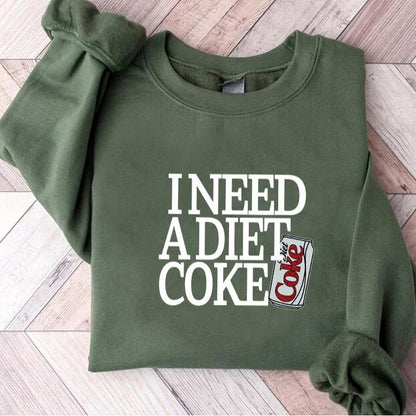 Diet Coke Sweatshirt T Shirt, I Need A Diet Coke, Diet Coke Shirt, Retro Coke Sweatshirt, Trendy Sweatshirt, I Need A Diet Coke, Funny Shirt, Soda Lover Shirt, Coke Lover Sweater,Trending, Bestseller, Soft Girl, Diet, Coke, Soft Drink, Preppy, Soda, Pop